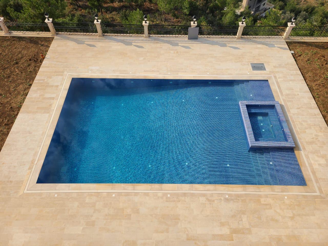 Mixed Blue Spanish Polyurethane Cord Glass Pool-Mosaic 7031