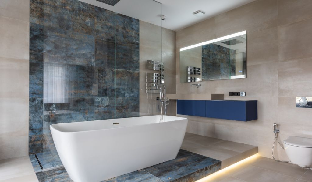 Blue Bathroom Feature Tiles