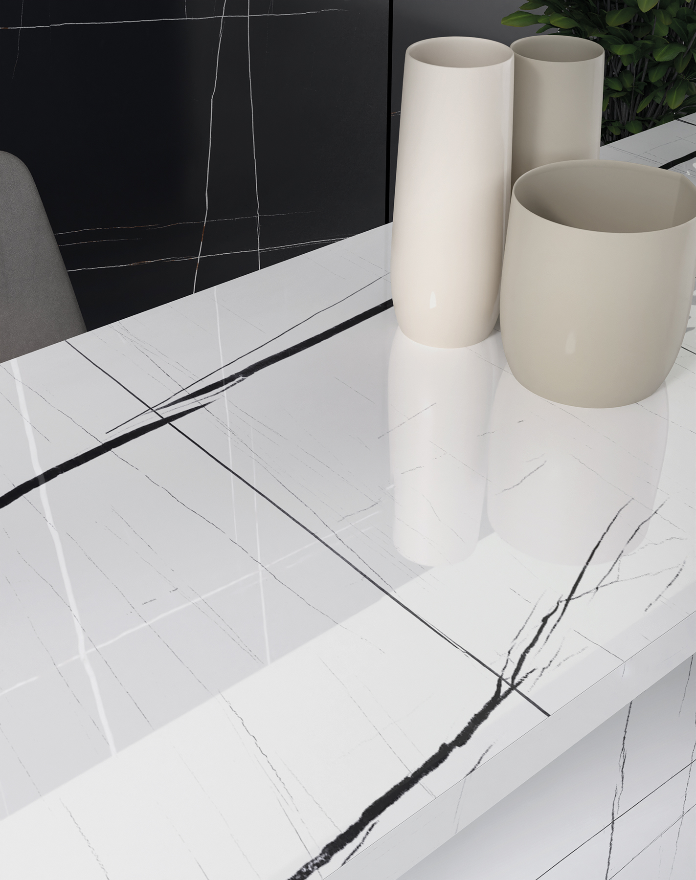 Sahara Noir White Italian Marble Look Polished Rectified Porcelain Wall & Floor Panel |Slab 3266