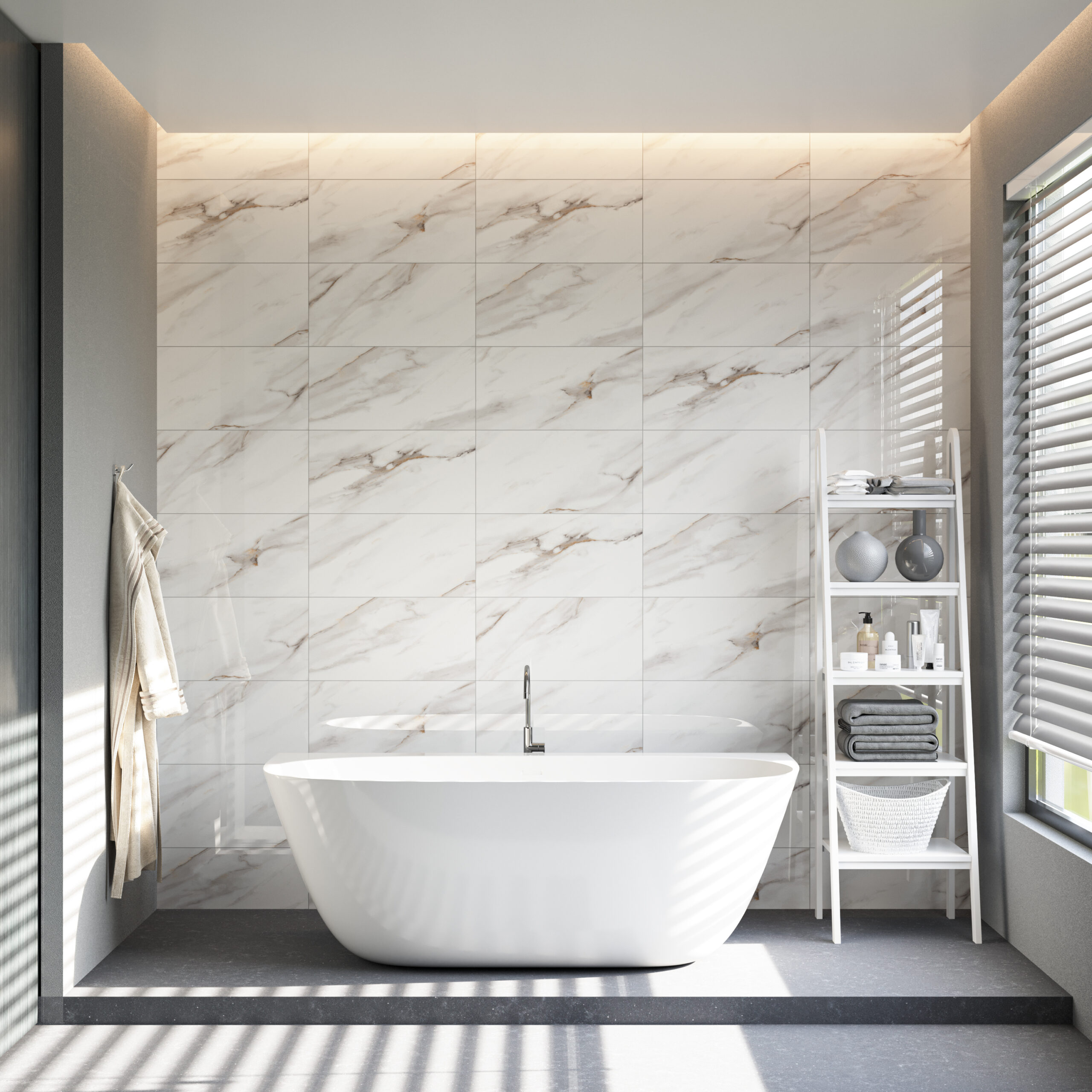 Statuario Marble Look Rectified Polished Porcelain Tile 3631