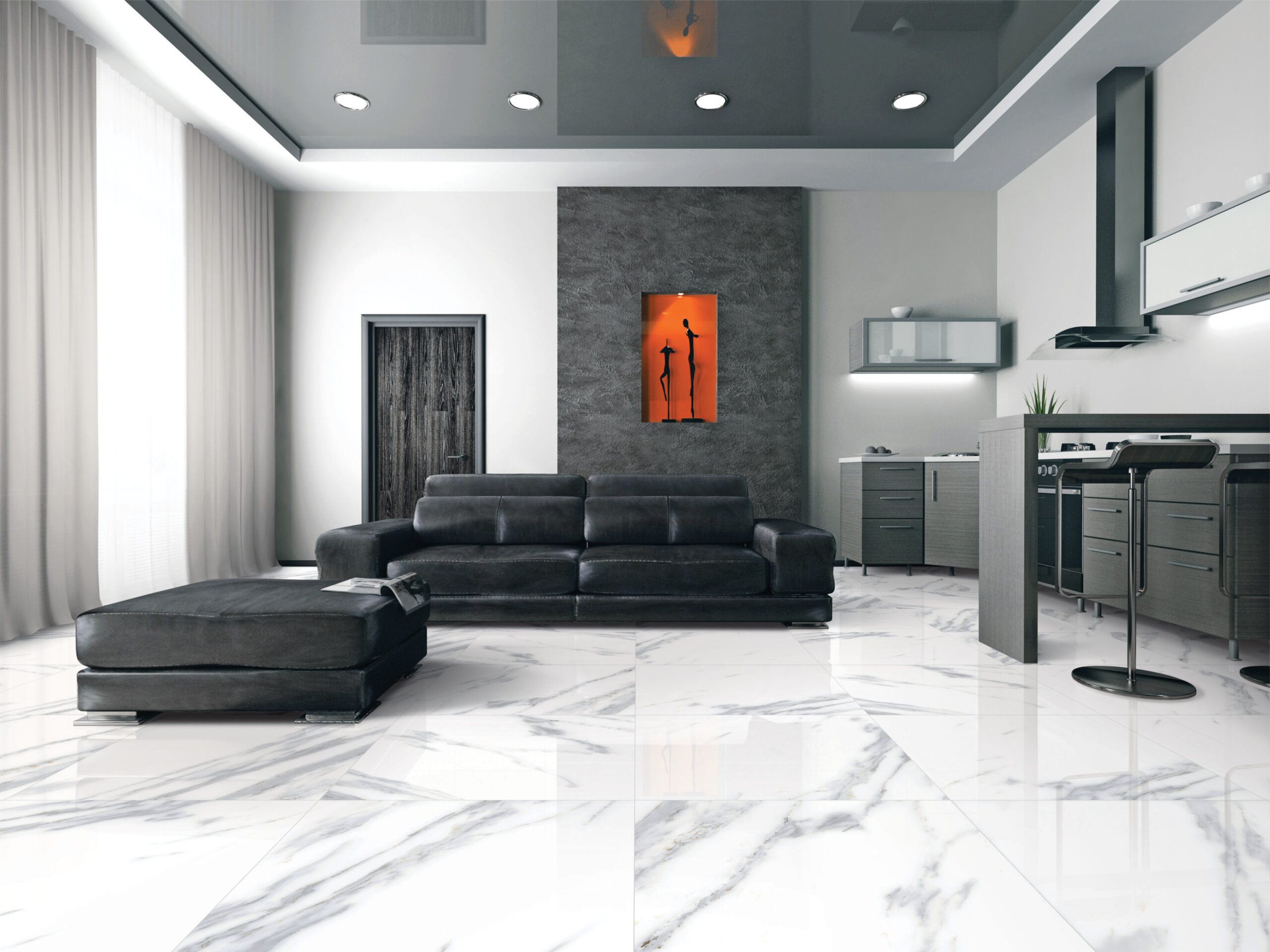 Imperial Carrara Marble Look Polished Rectified Porcelain Tile 3783