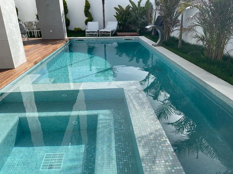 Ocean Green Spanish Polyurethane Cord Glass Pool-Mosaic 7476