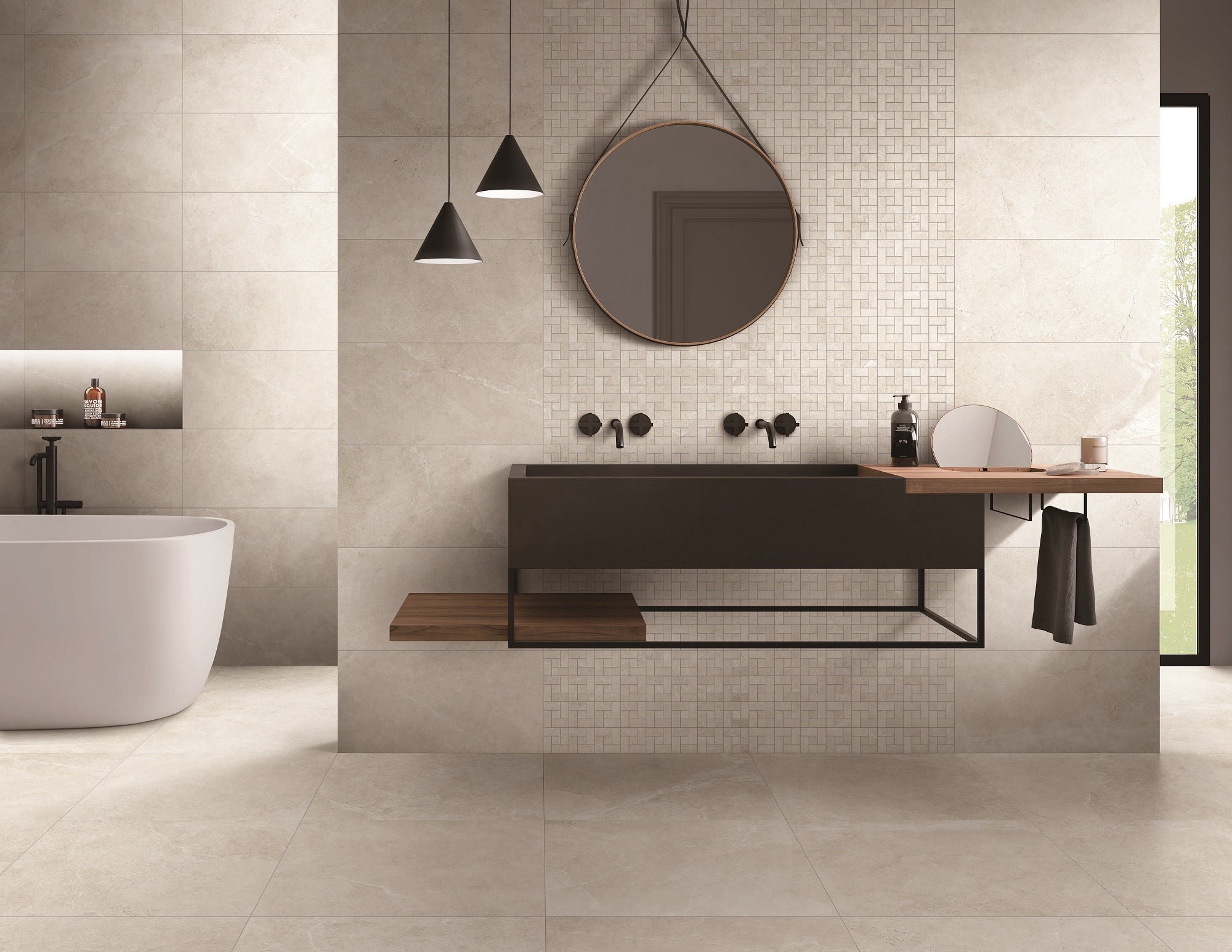 Yosemite Beige Stone Look In/Out Rectified Porcelain Tile 4452