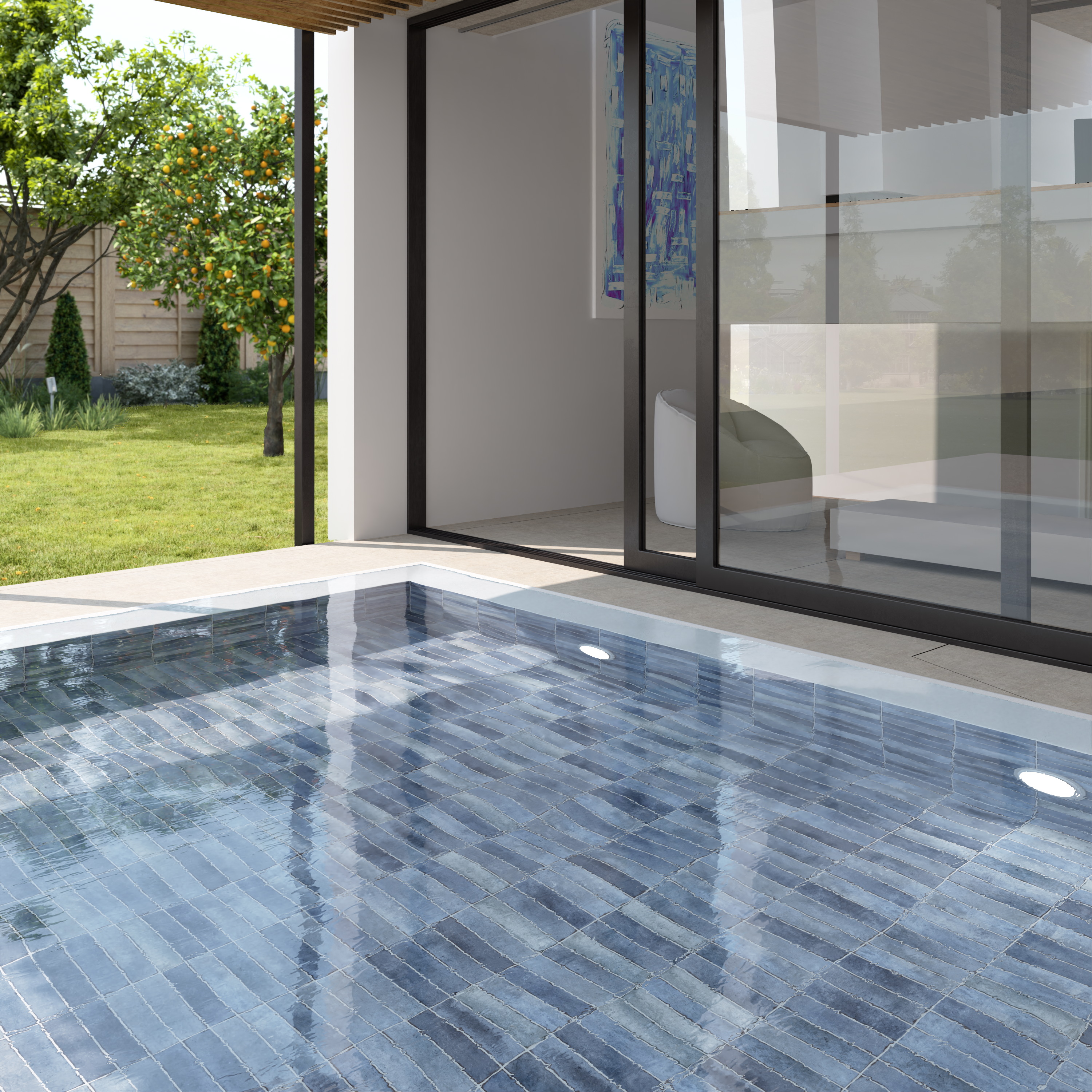 Bricks Sea Gloss Spanish Irregular Edge Porcelain Subway Tile 4407