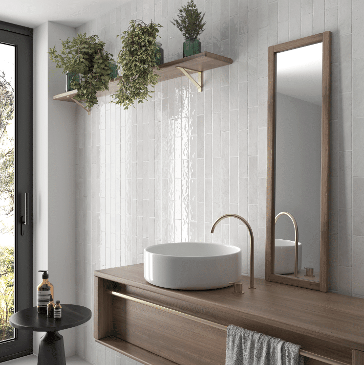 Bricks White Gloss Spanish Irregular Edge Porcelain Subway Tile 4411