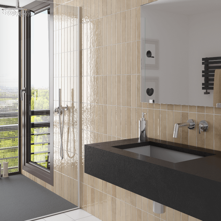 Bricks Taupe Gloss Spanish Irregular Edge Porcelain Subway Tile 4416