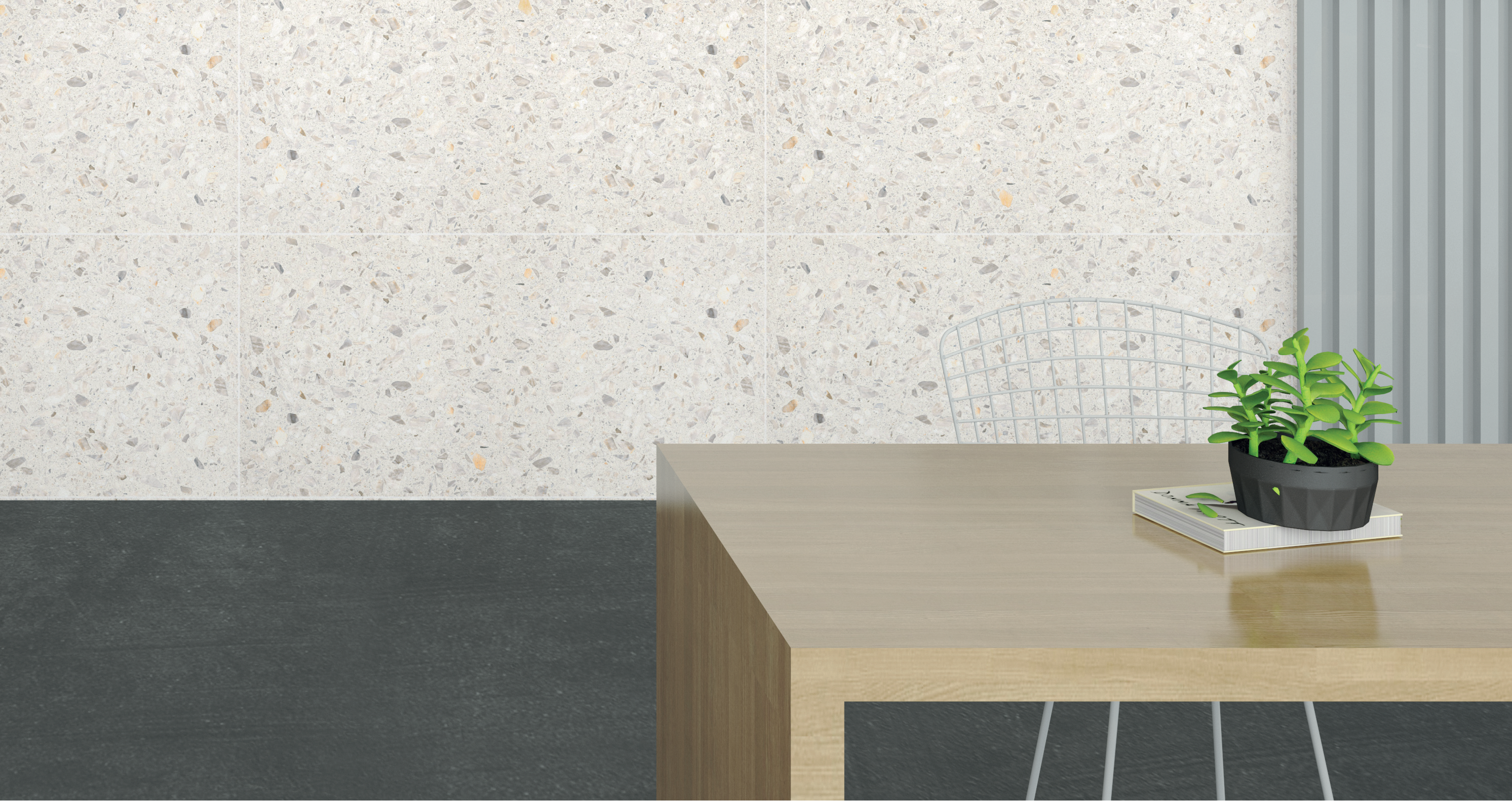 Antique White Terrazzo Look Rectified In/Out Finish Porcelain Tile 4505