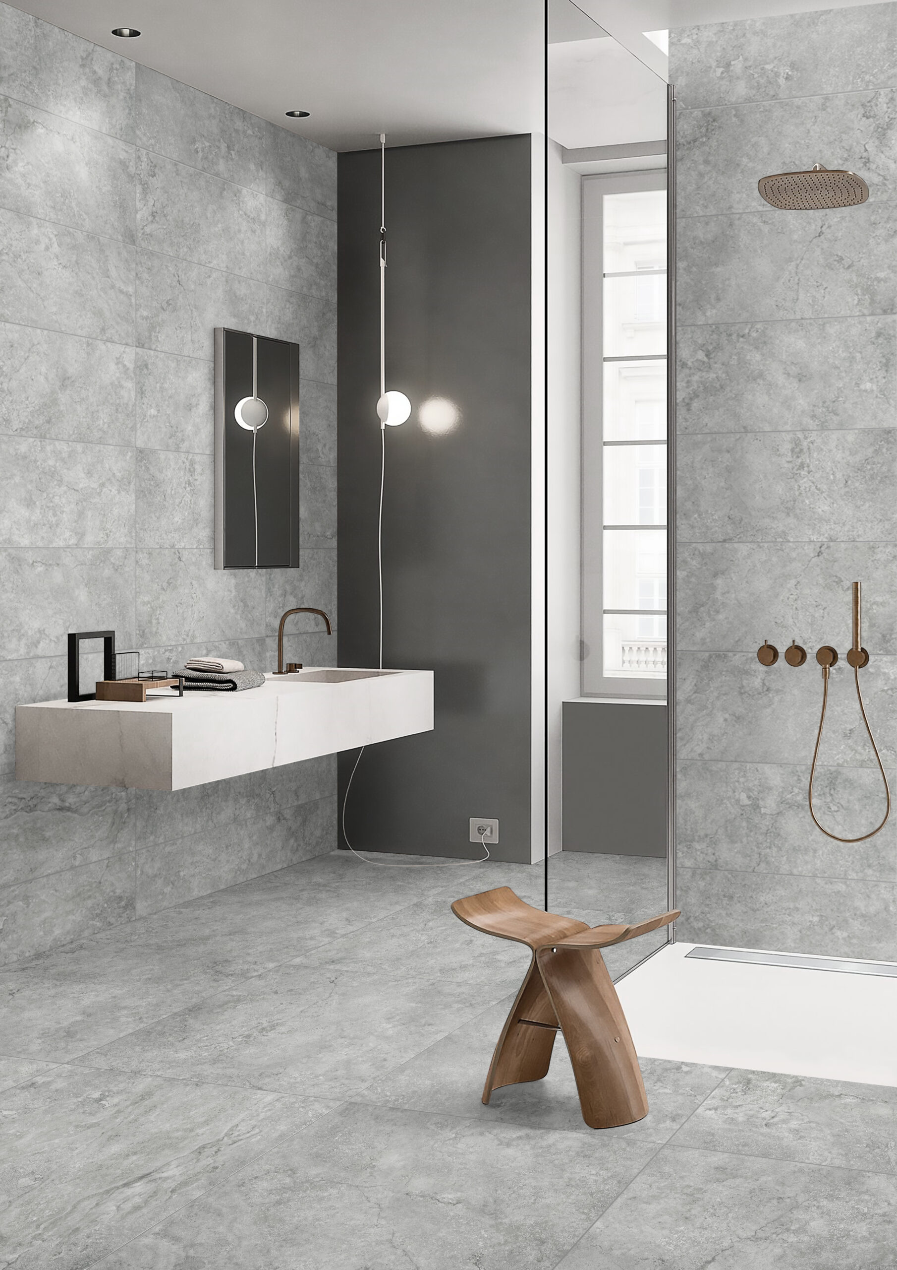 Osman Grey Travertine Look Rectified Matt Porcelain Tile 4352