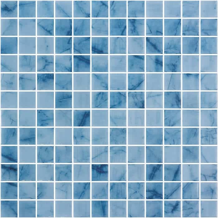 25x25mm Phiphi Blue Spanish Polyurethane Cord Glass Pool-Mosaic, Piece size 25x25mm, Sheet Size 311x467mm 75760