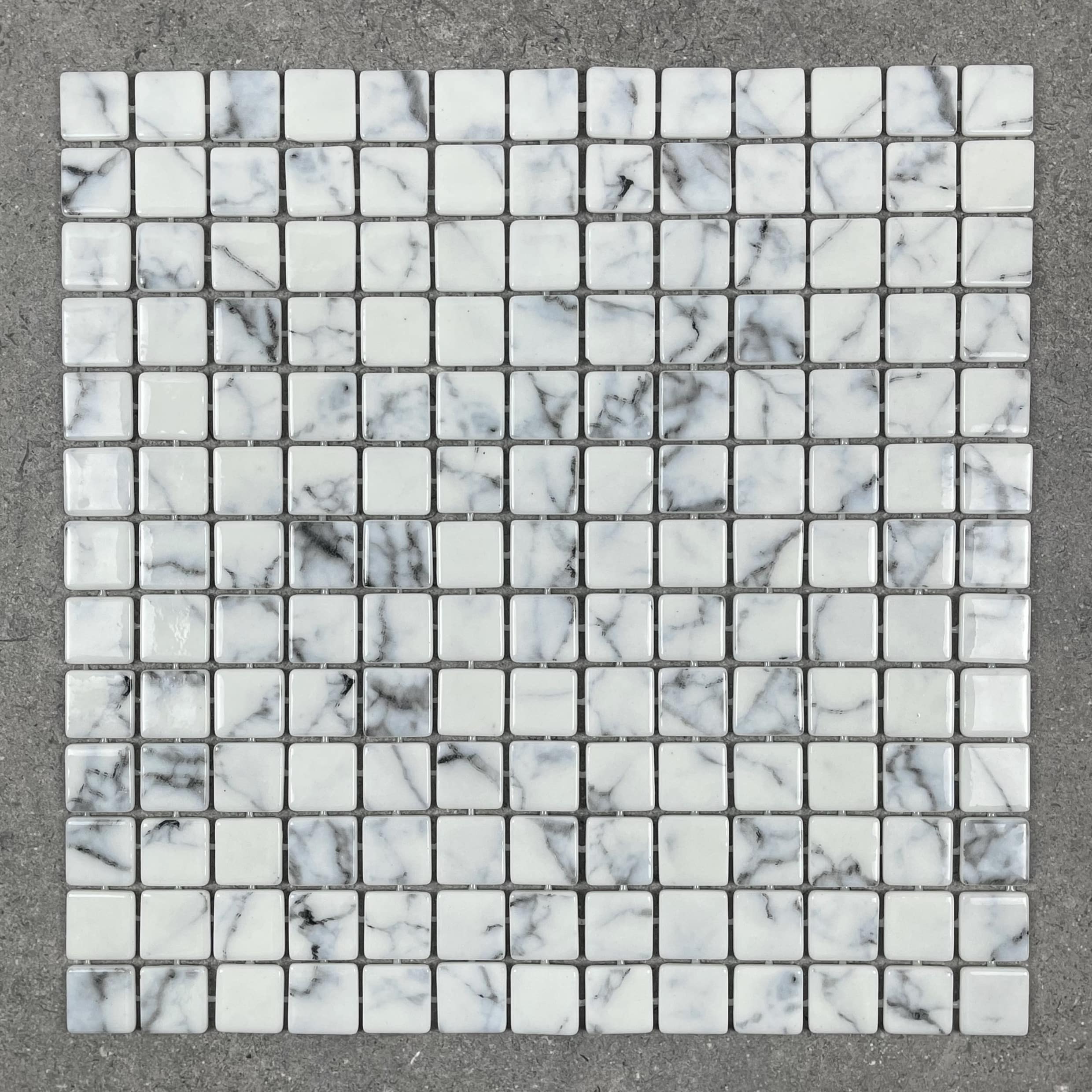 Carrara Marble Look Spanish Polyurethane Cord Glass Pool-Mosaic 7723