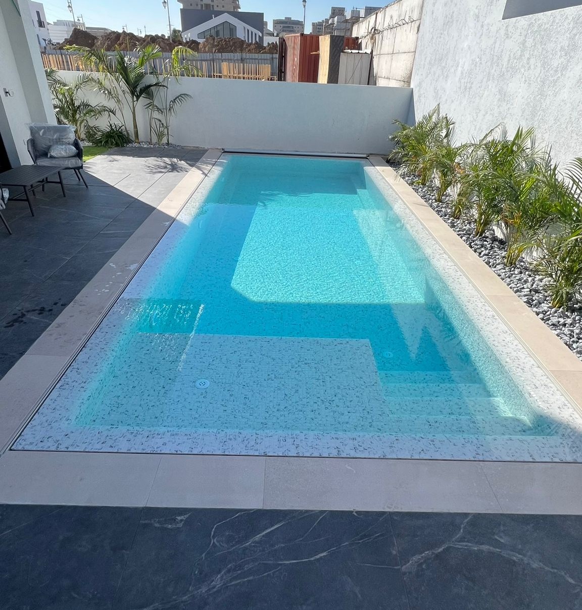 Carrara Marble Look Spanish Polyurethane Cord Glass Pool-Mosaic 7723