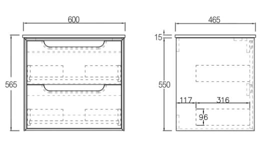 Byron Wall Hung Natural Oak Plywood Vanity With Slimline Ceramic Top  0109