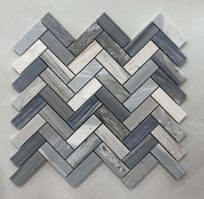Mixed Grey White & Gold Honed Stone Mosaic 7690