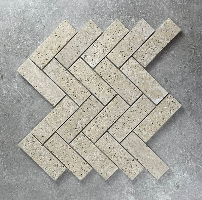 Herringbone Yellow Travertine Honed Mosaic 7720
