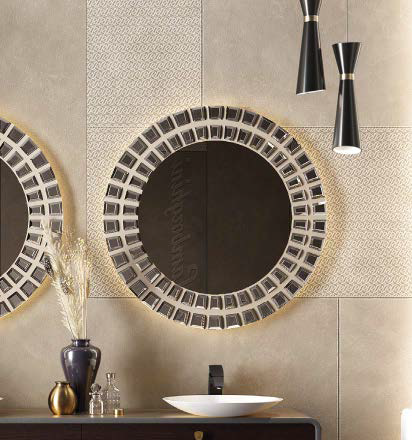 Lamborghini Krim Beige Yel Sq Logo Matt Italian Rectified Porcelain Wall & Floor Panel | Slab 4598