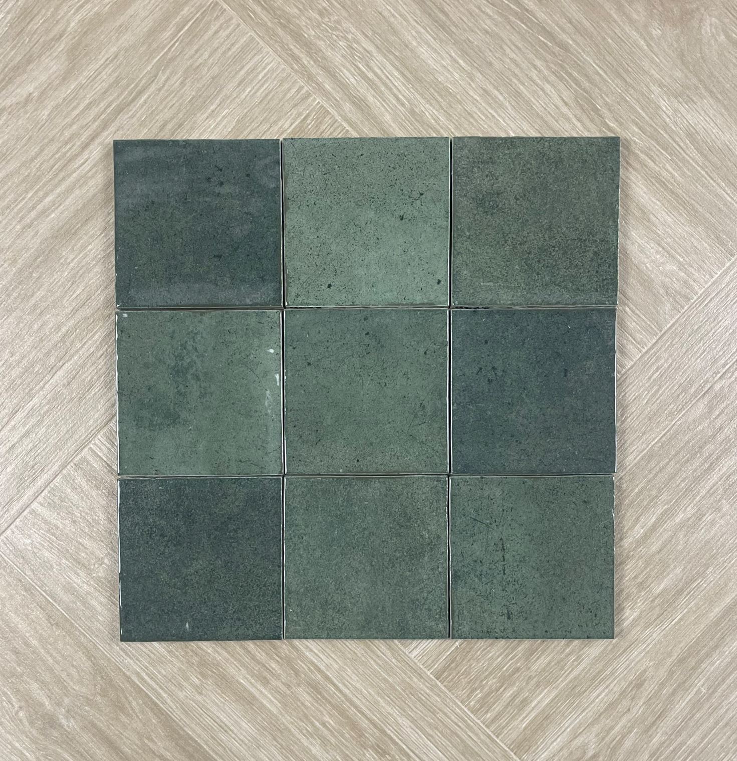 Palma Green Gloss Spanish Irregular Edge Porcelain Zellige Tile 4628