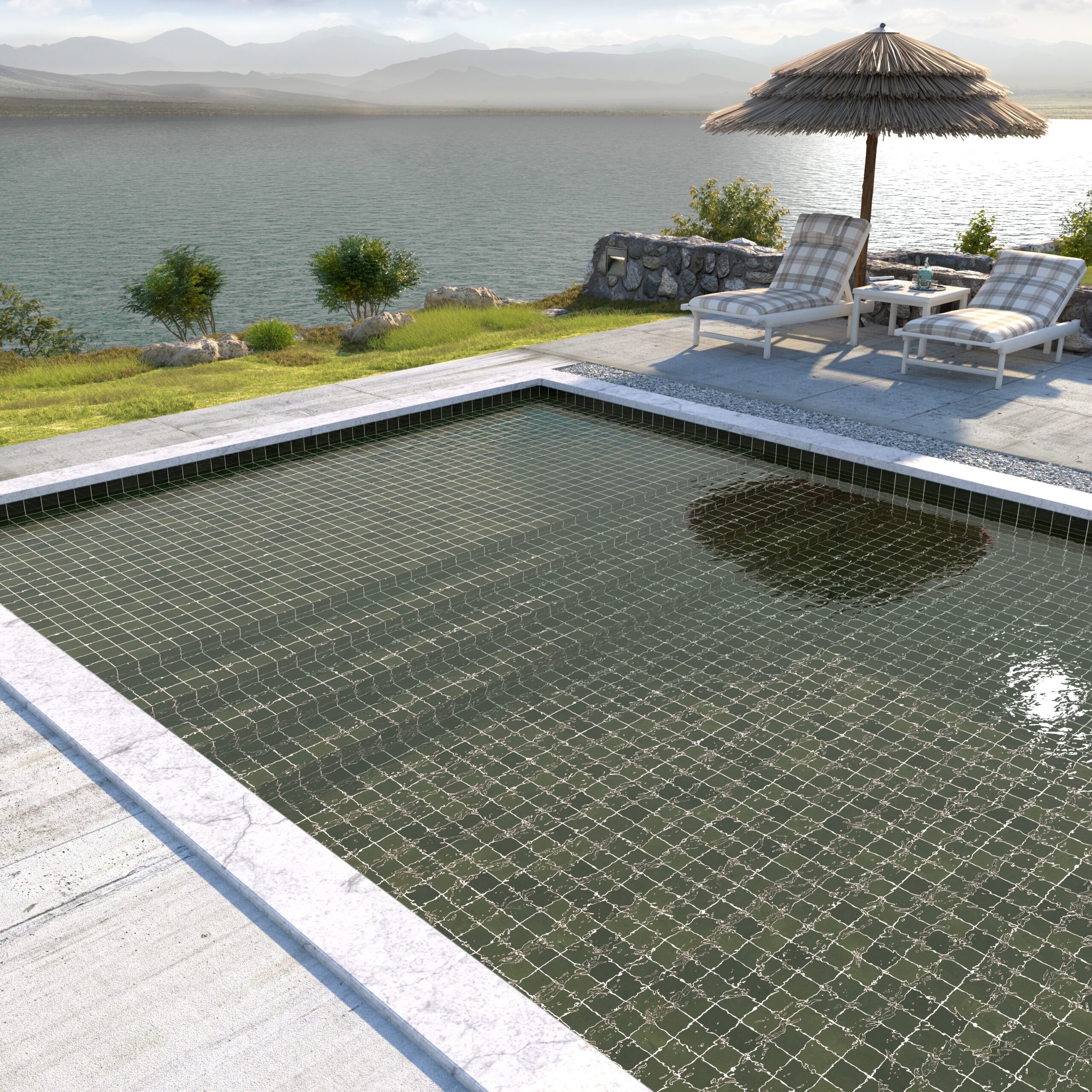 Palma Green Gloss Spanish Irregular Edge Porcelain Zellige Tile 4628