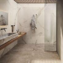 Calacatta Light Glossy Marble Look Polished Rectified Porcelain Wall & Floor Panel | Slab 4773