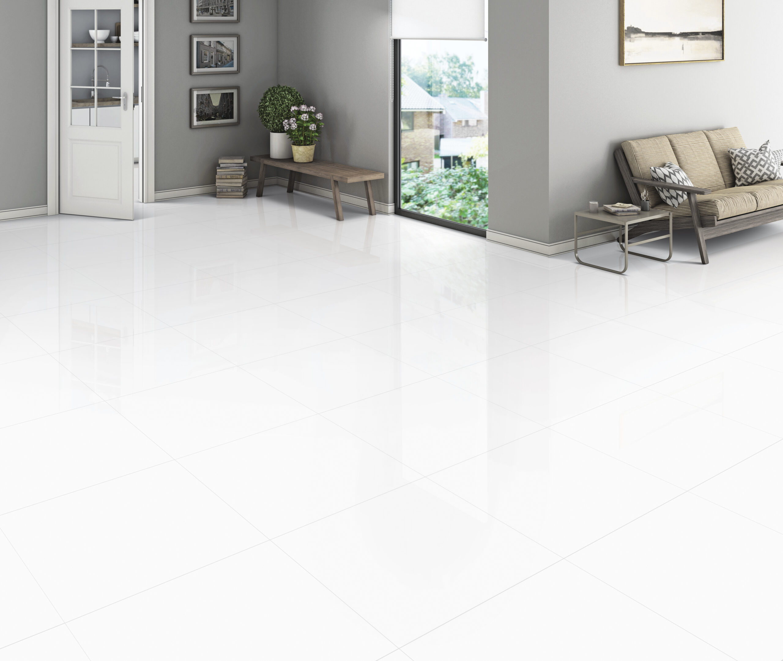 White Polished Nano Sealed Rectified Porcelain Tile 4770