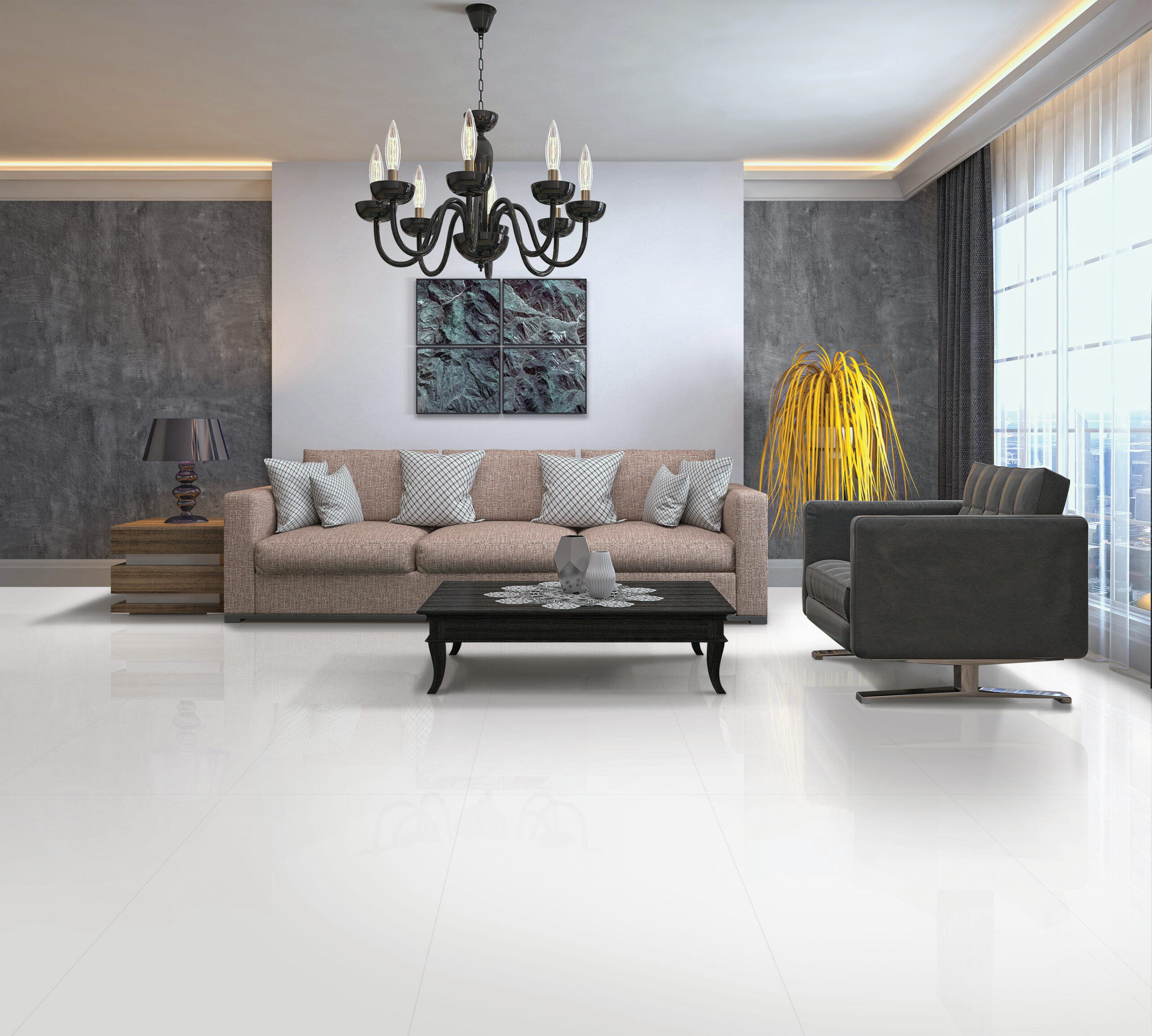 White Polished Nano Sealed Rectified Porcelain Tile 4770