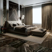 Thunder Rumble Dark Grey Marble Look Polished Italian Porcelain Slab 4696