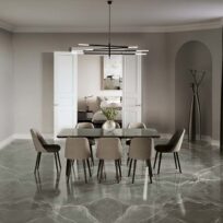 Thunder Clang Mid Grey Marble Look Polished Italian Porcelain Slab 4697