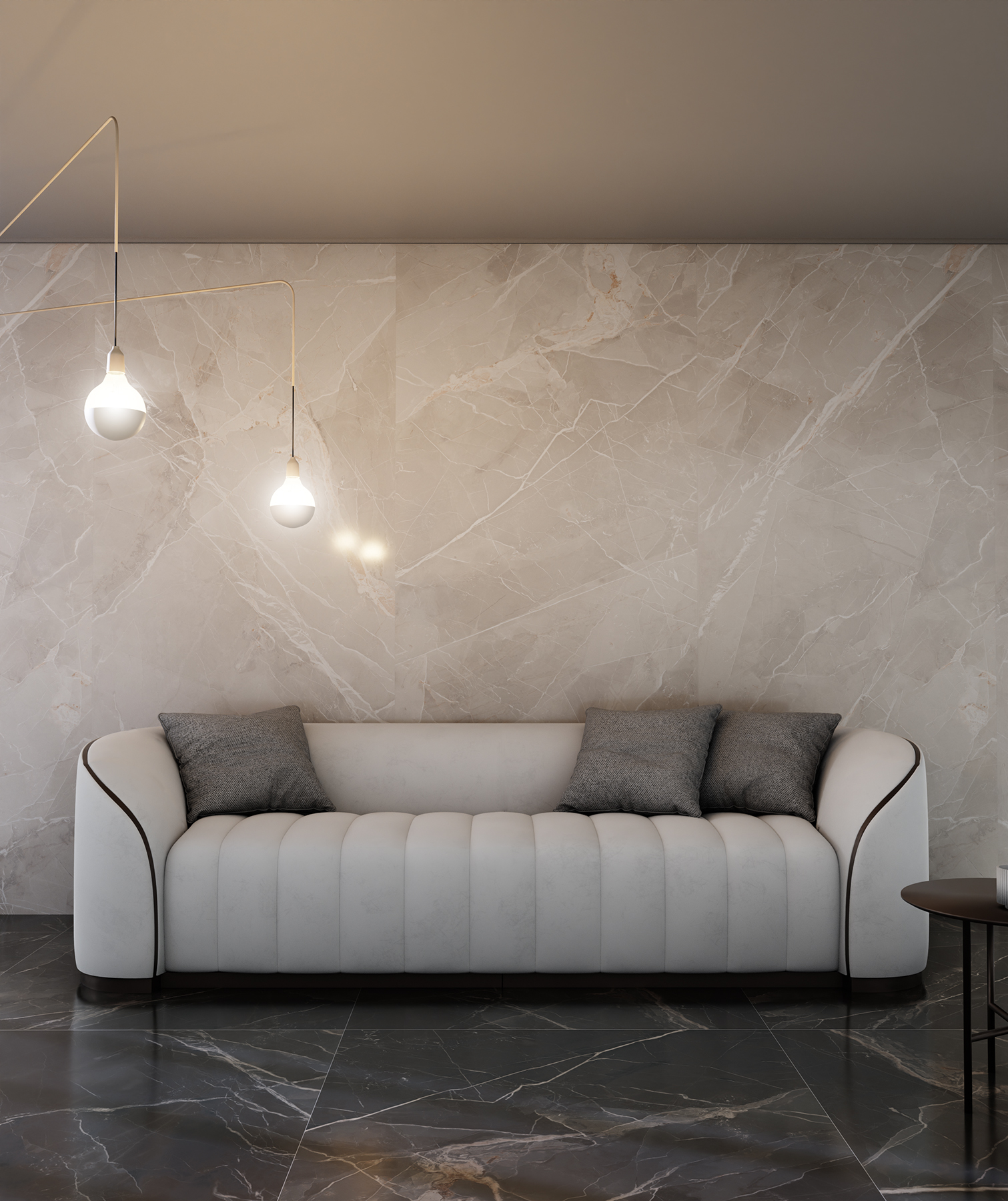 Thunder Roar Light Grey Marble Look Polished Italian Porcelain Slab 4699