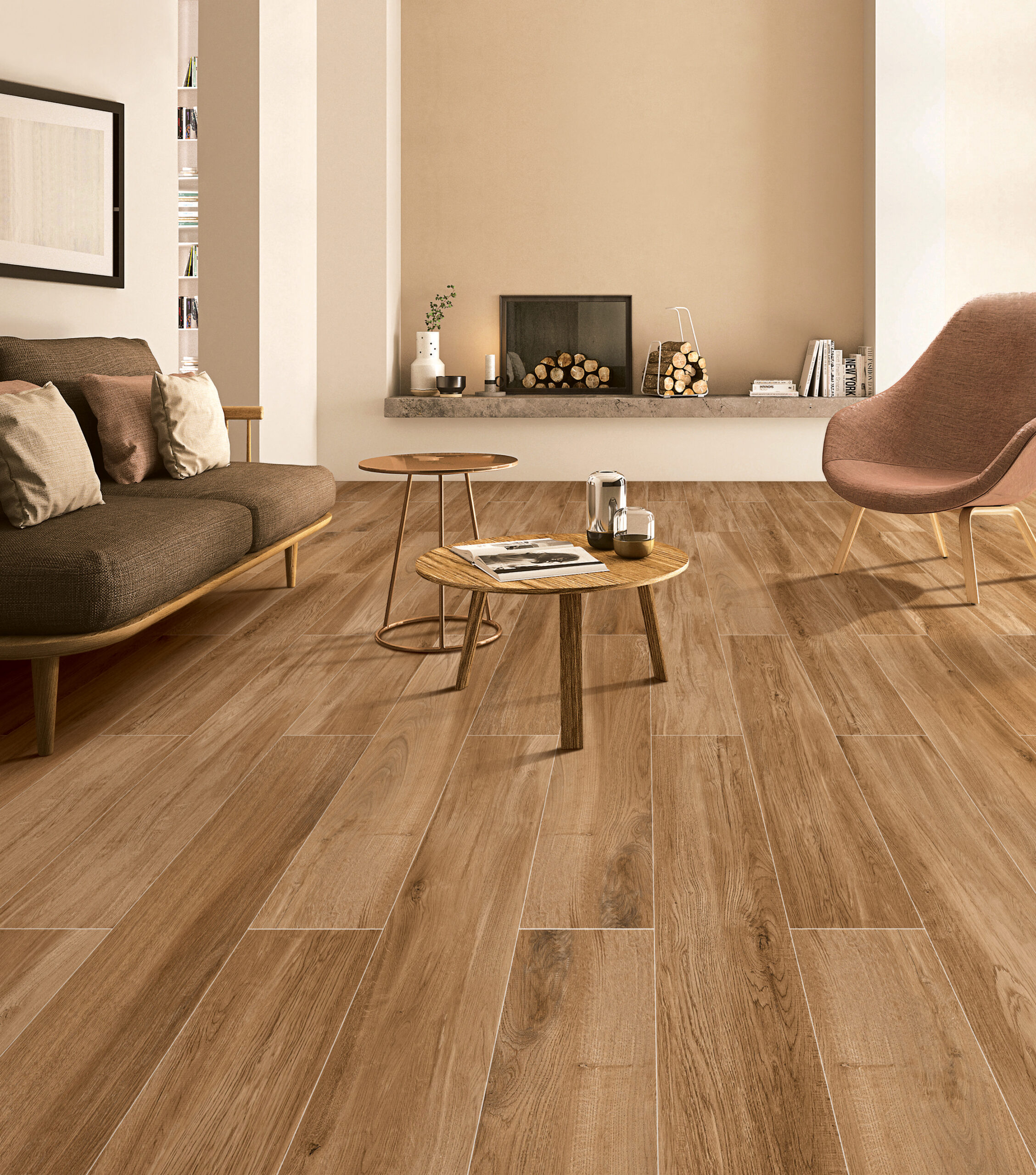Wood Strips Chestnut Timber Look Matt Rectified Porcelain Tile 4389