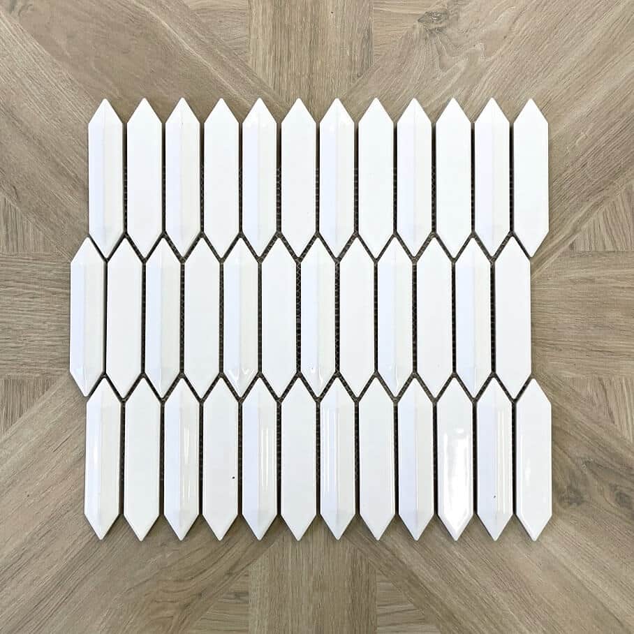 Long Hexagon White Glazed Porcelain Mosaic 7732