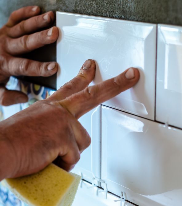 Laying The Bathroom Tiles