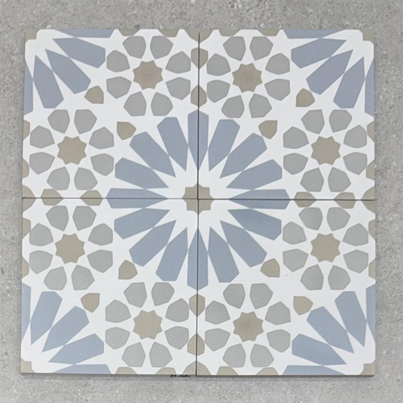 Deco Blue, Grey & White Flora Matt Italian Non-Rectified Porcelain Tile 4972