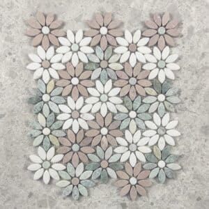 7748 Pink And Green Daisy Mosaic