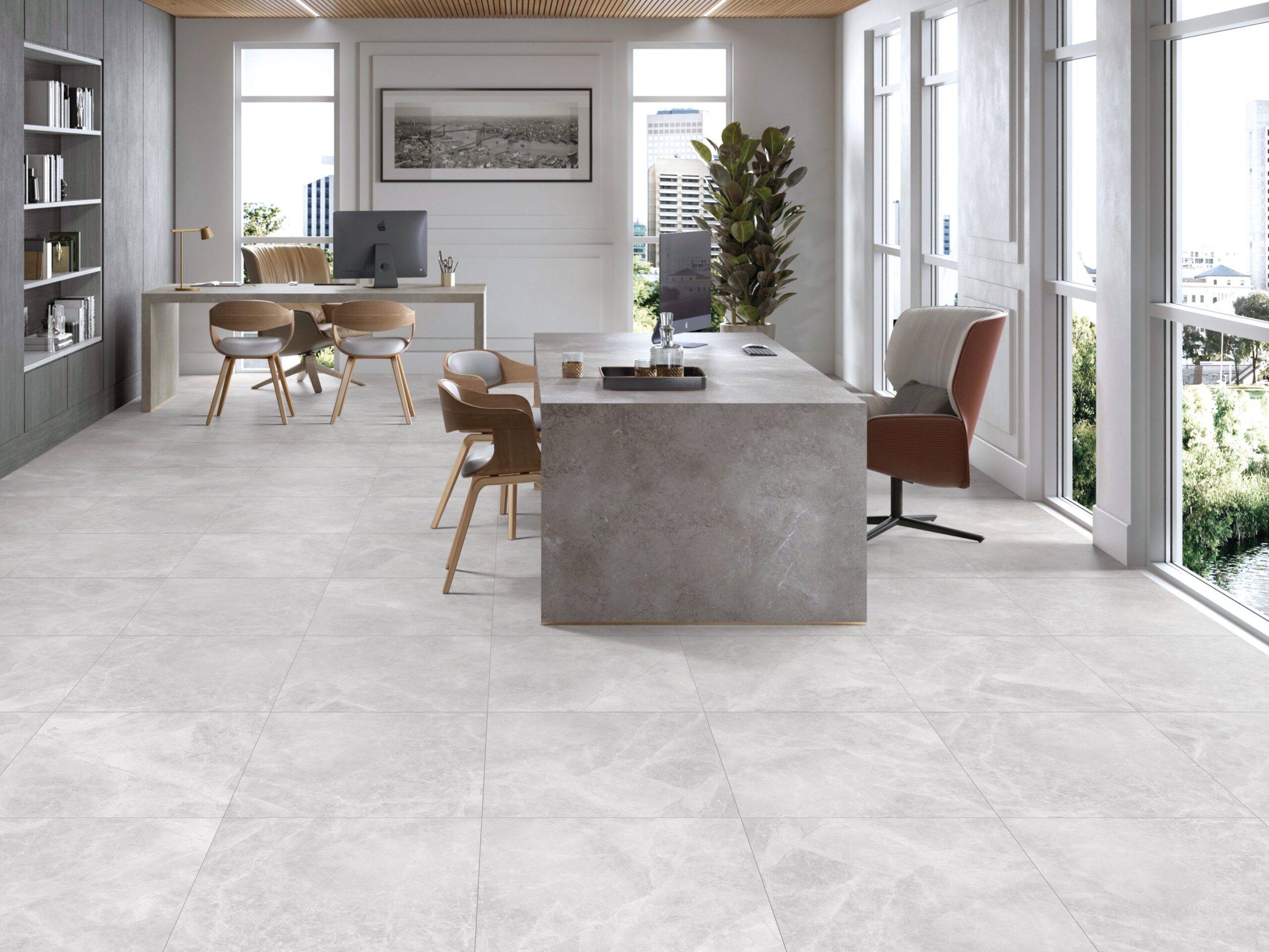 Cloud White Stone Look In/Out Matt Rectified Porcelain Tile 2402