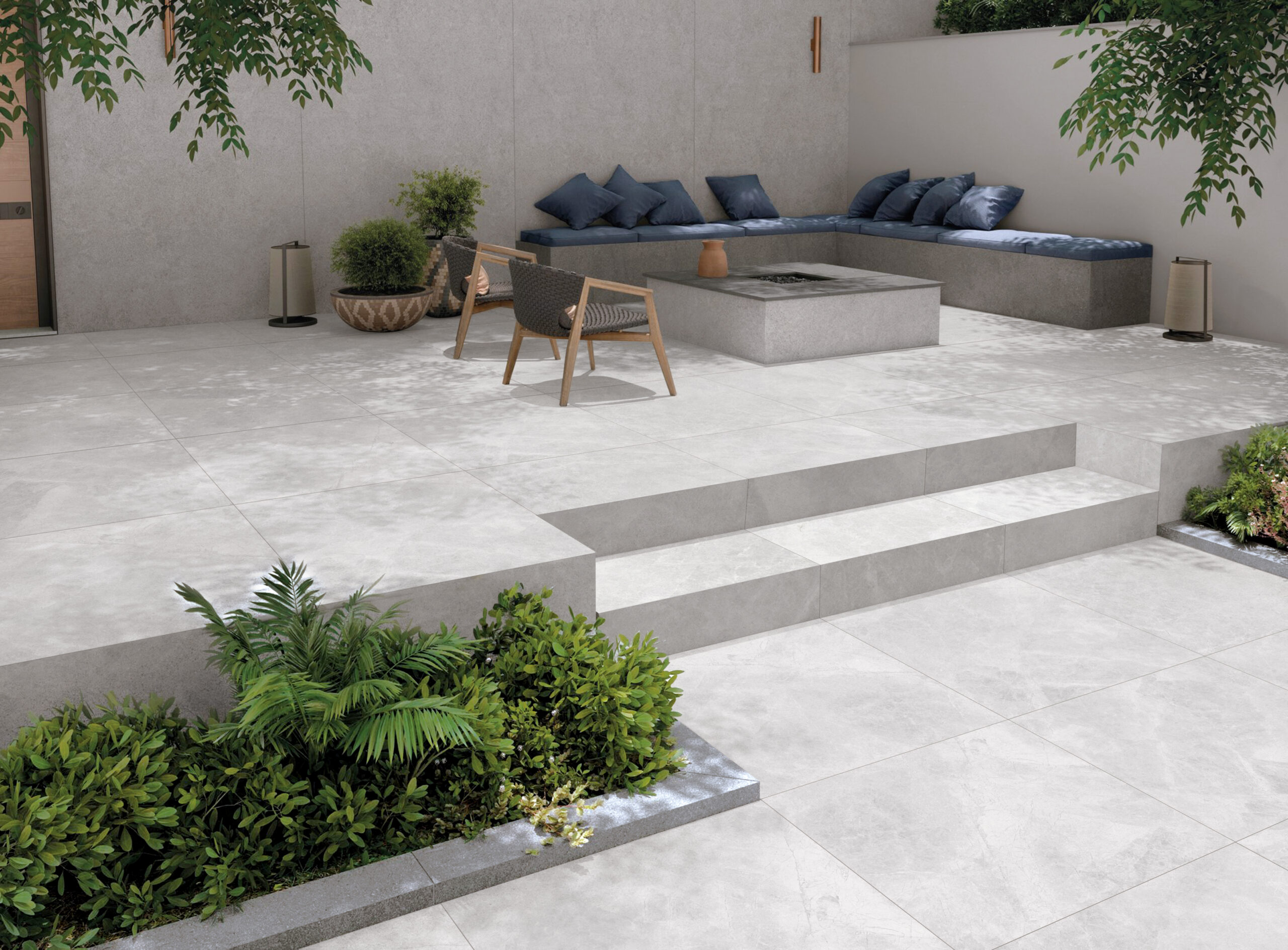Cloud White Stone Look In/Out Matt Rectified Porcelain Tile 2402