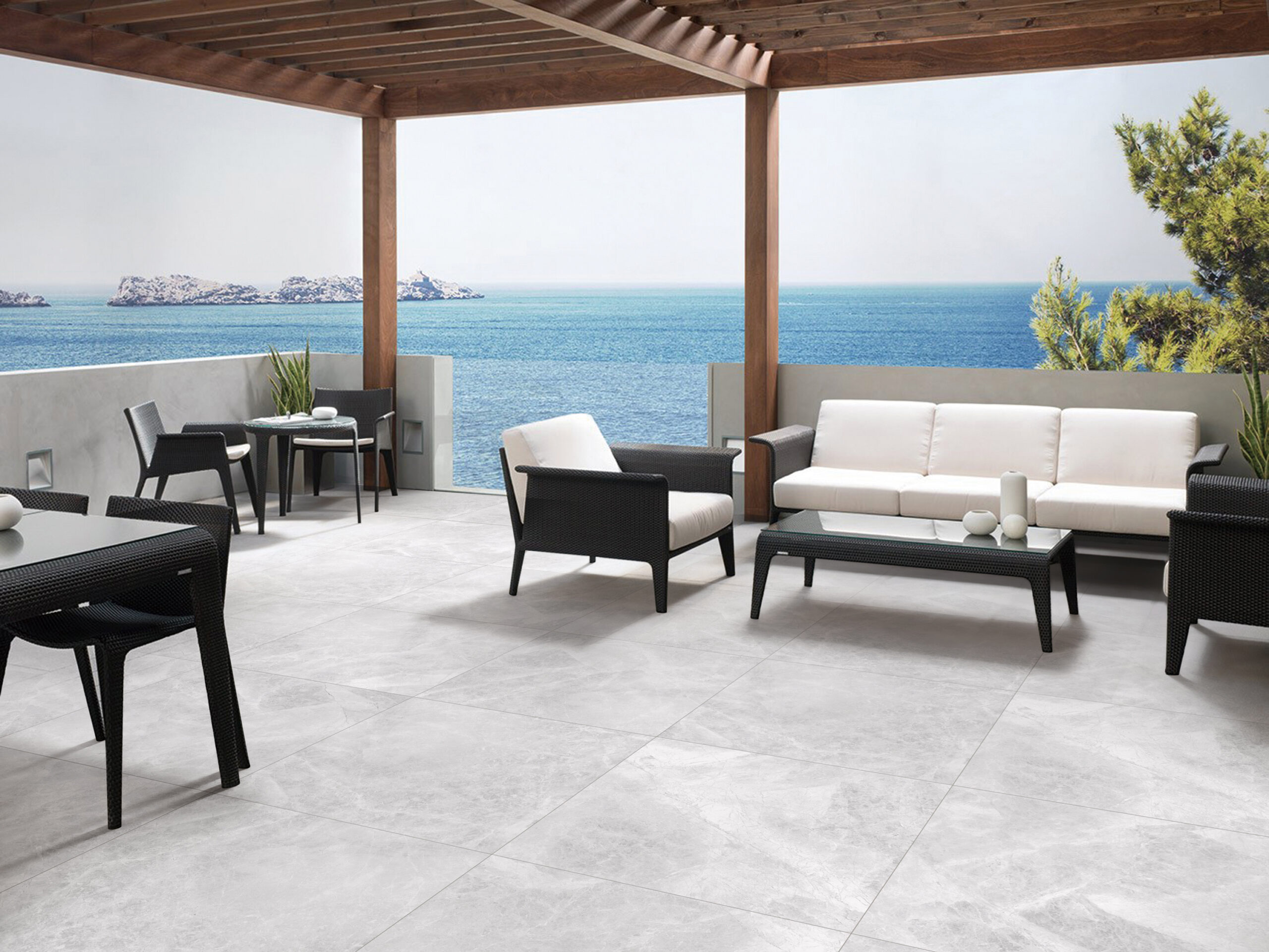 Cloud White Stone Look In/Out Matt Rectified Porcelain Tile 2402