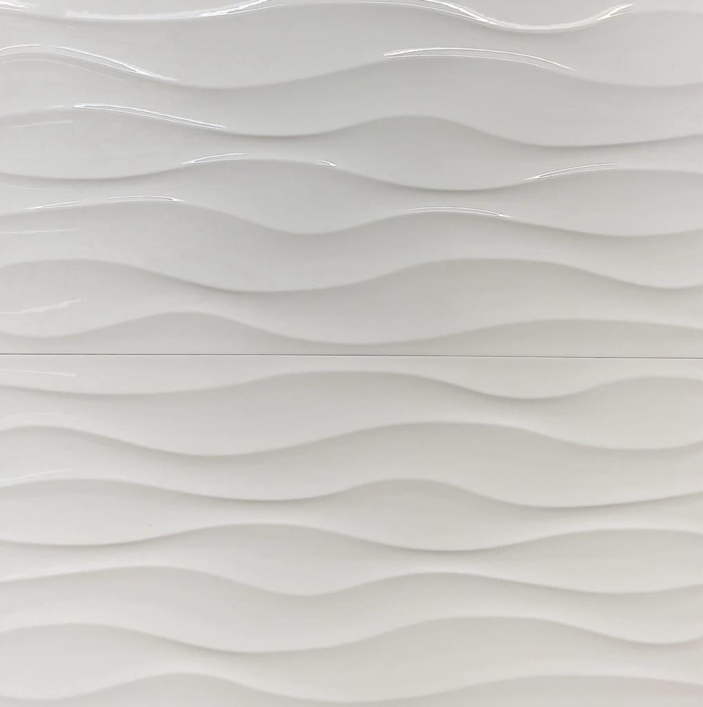 3D Wave White Gloss Rectified Ceramic Wall Tile 2485
