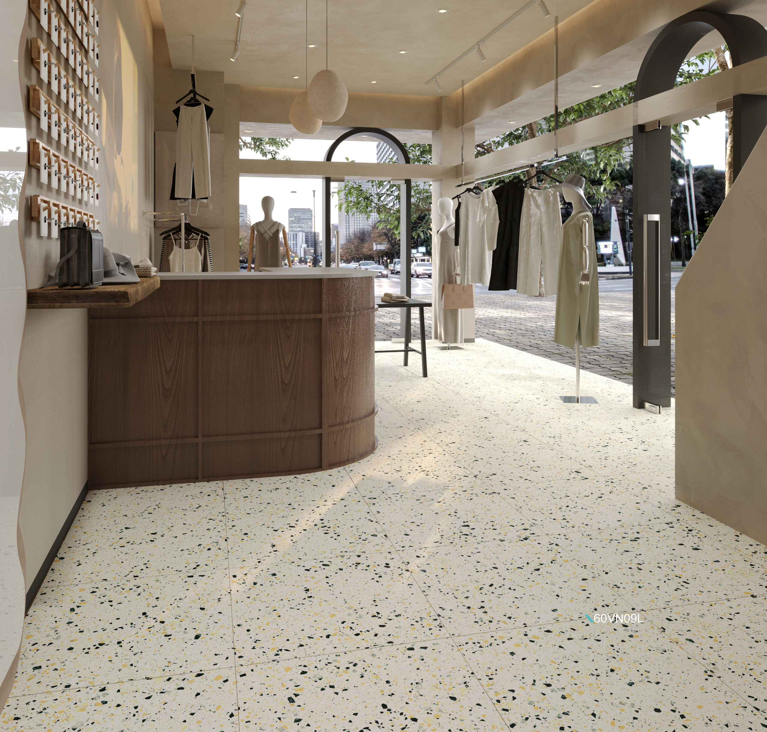 Verona Yellow Terrazzo Look Matt Rectified Porcelain Tile 2493