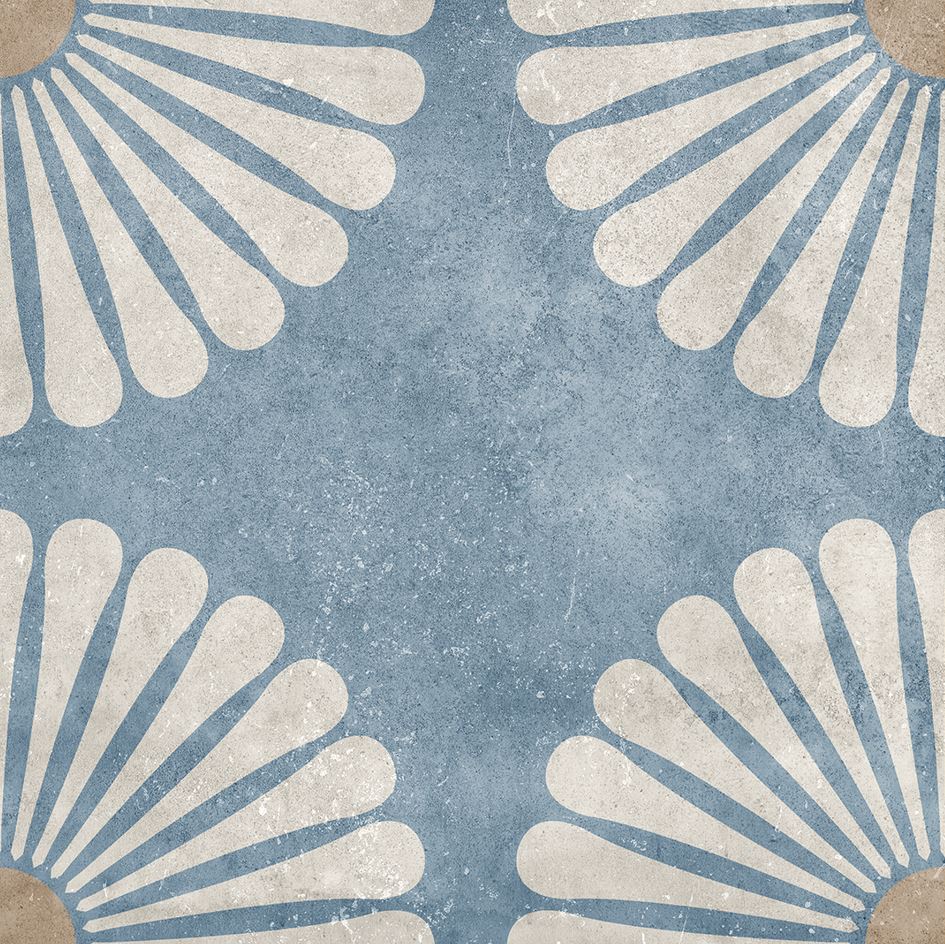 Capsule Blue And White Daisy Matt Italian Porcelain Tile 2395