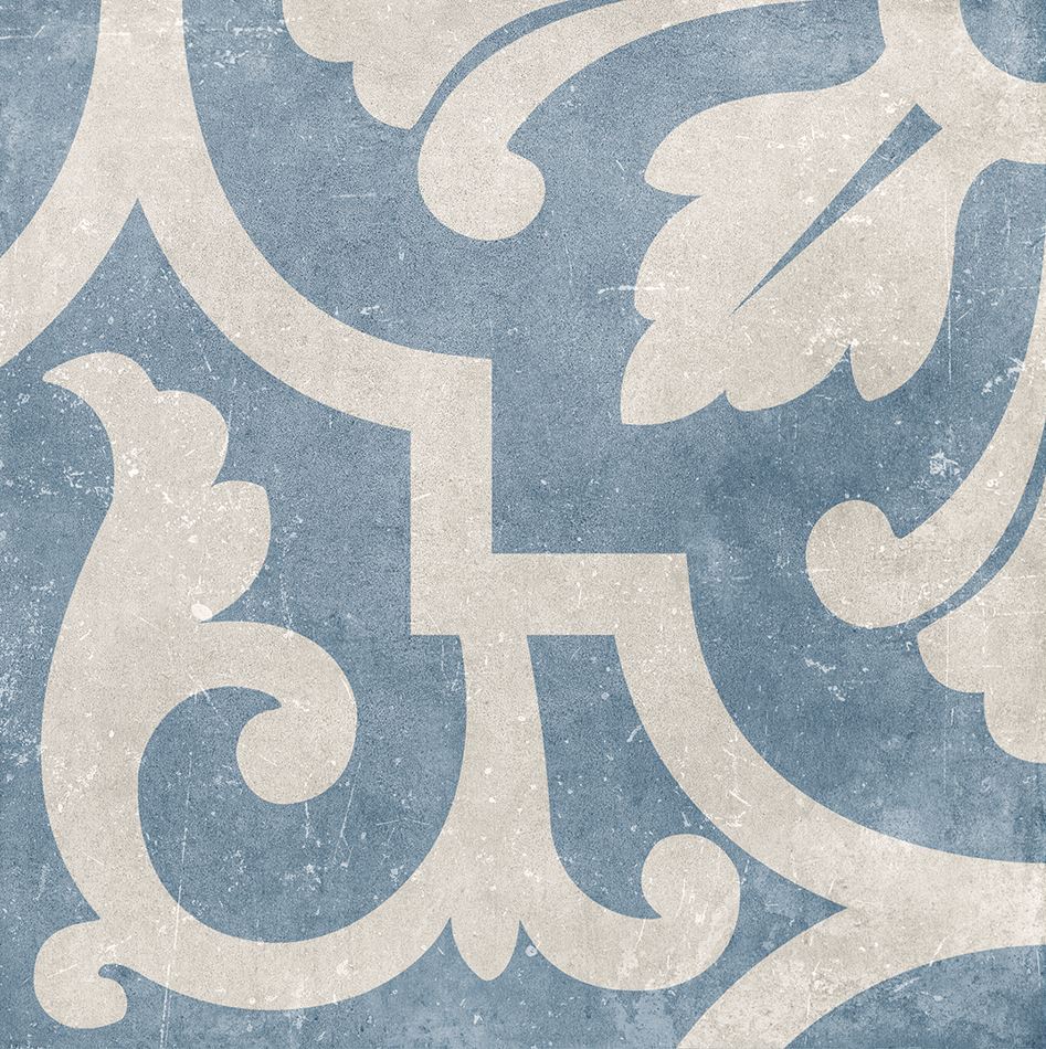 Capsule White and Blue Floral Pattern Matt Italian Porcelain Tile 2396
