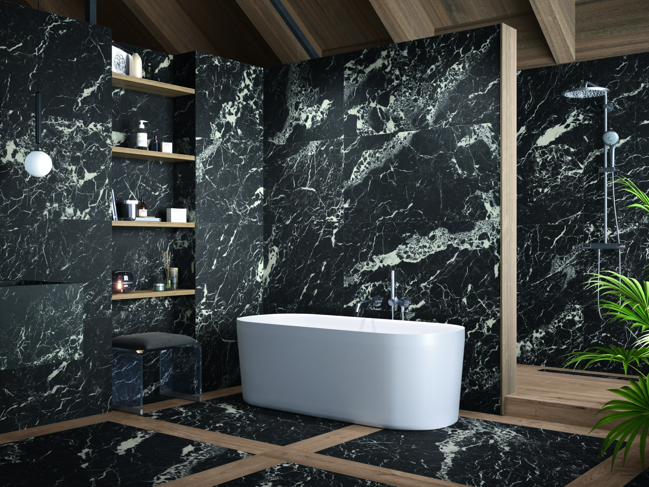 Black Marble Look Matt Spanish Rectified Porcelain Slab 4928