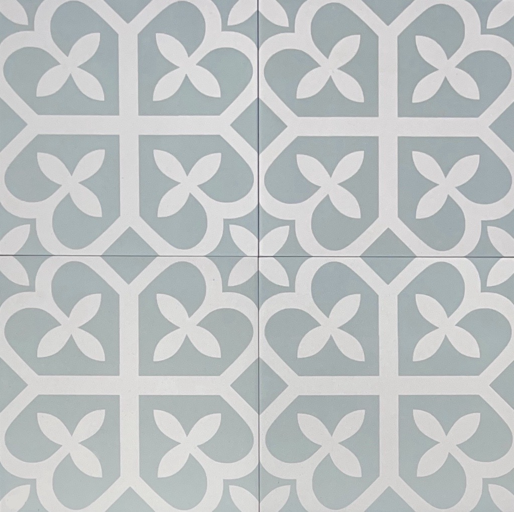 Deco Pale Green & White Flora Matt Italian Non-Rectified Porcelain Tile 4967