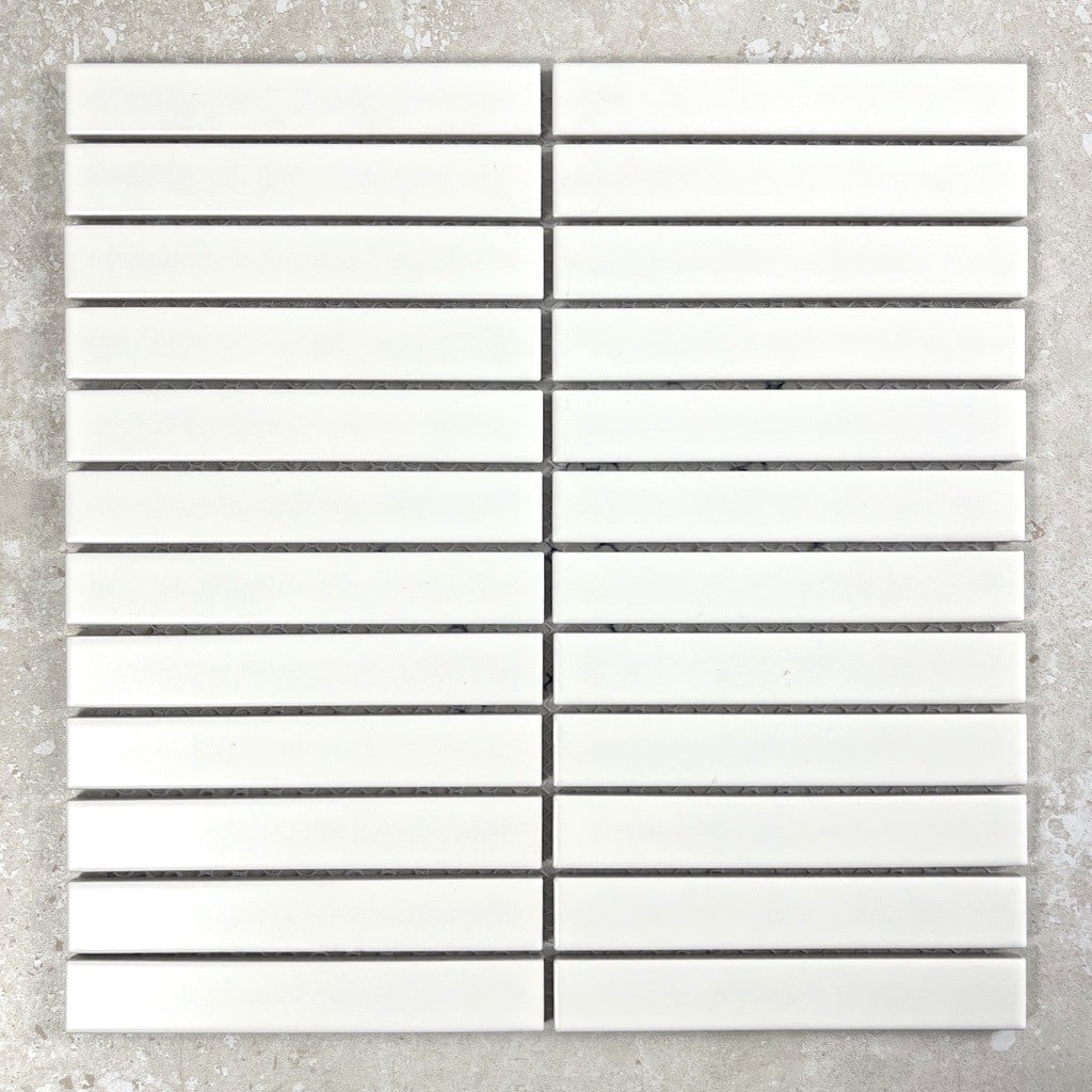 Snow White Matt Porcelain Glazed Kitkat Mosaic 7763