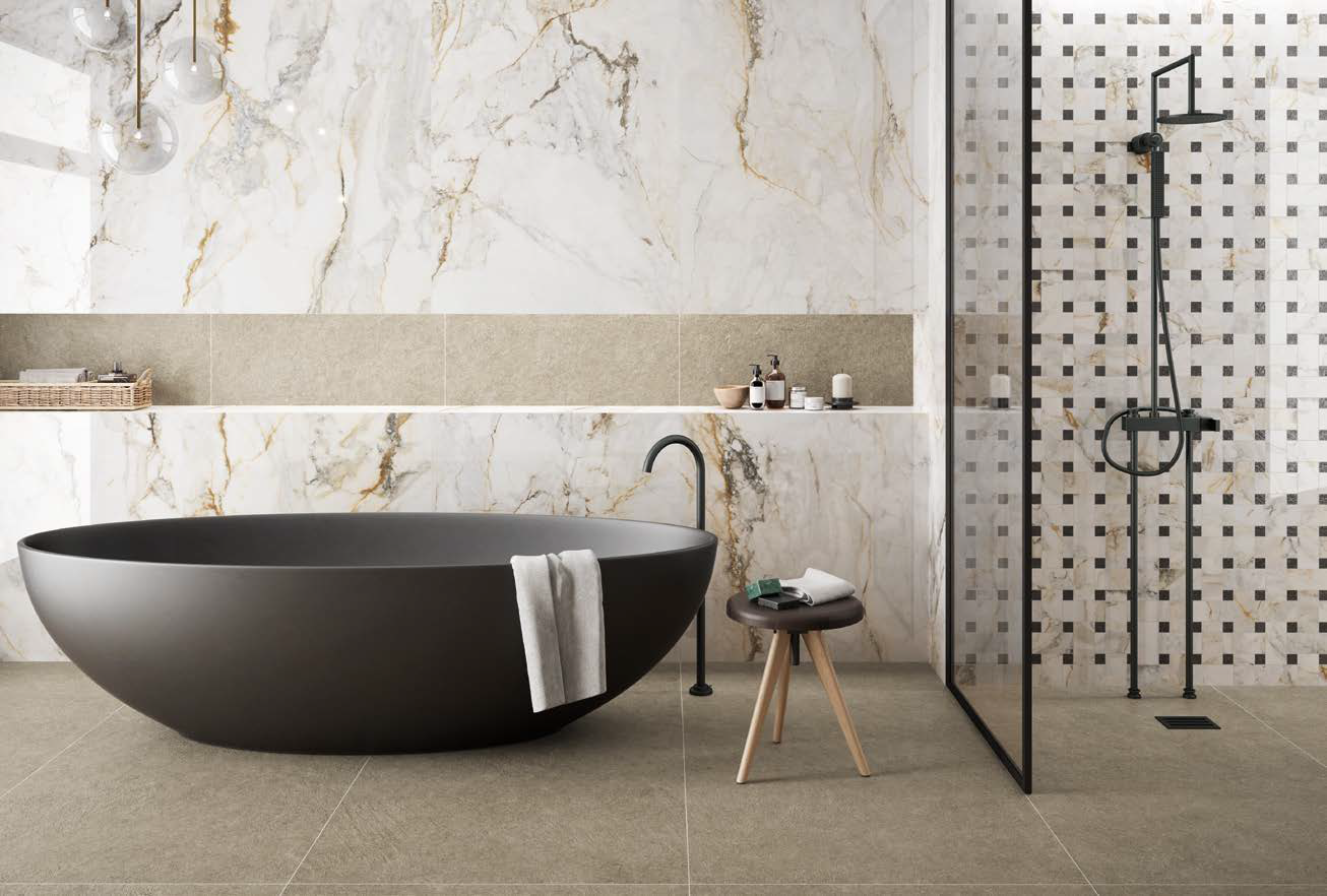 Pisa Gold Marble Look Lux Polished Spanish Porcelain Slab 2302