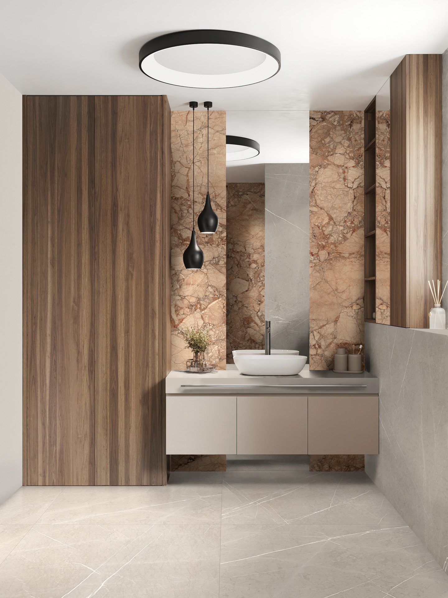 Breccia Pernice Marble Look Polished Italian Porcelain Slab 2498