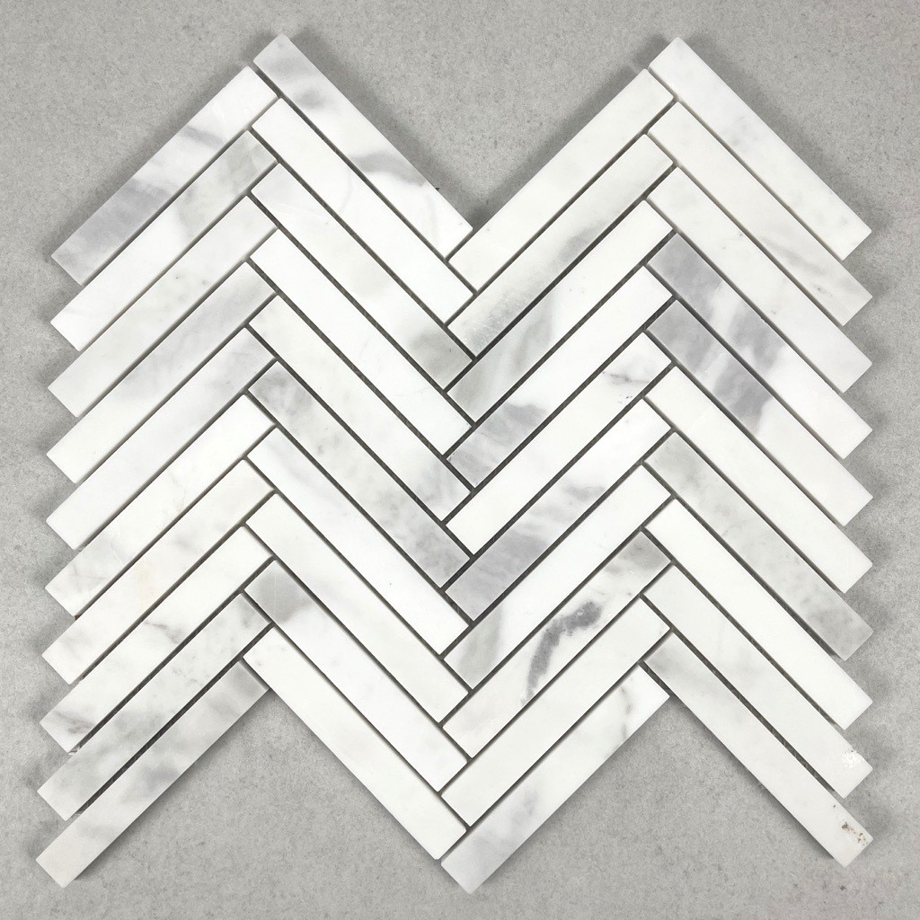 Calacatta Isola Herringbone Honed Marble Mosaic 2472
