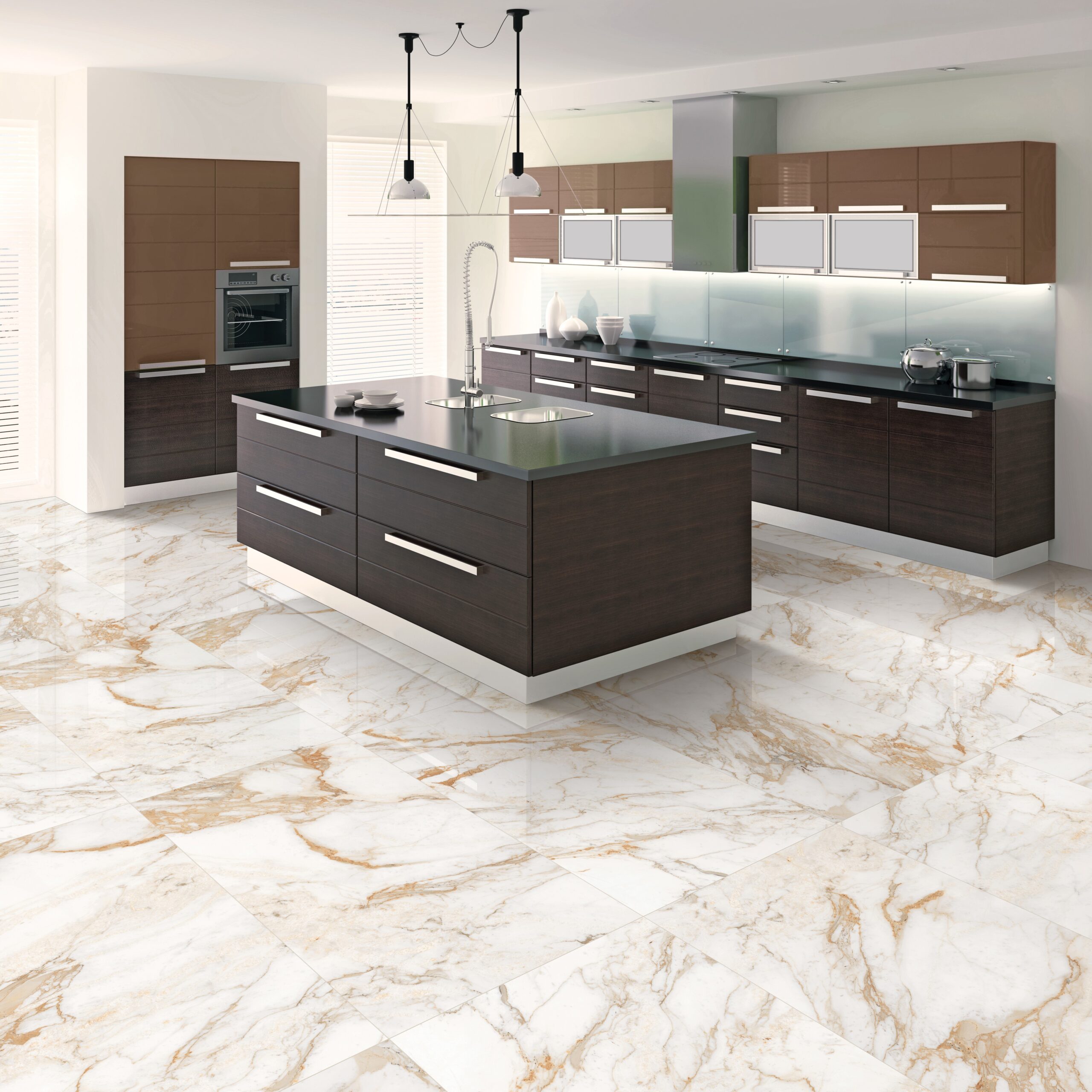 Calacatta Gold Honed Finish Rectified Porcelain  Marble Look Tile 3693