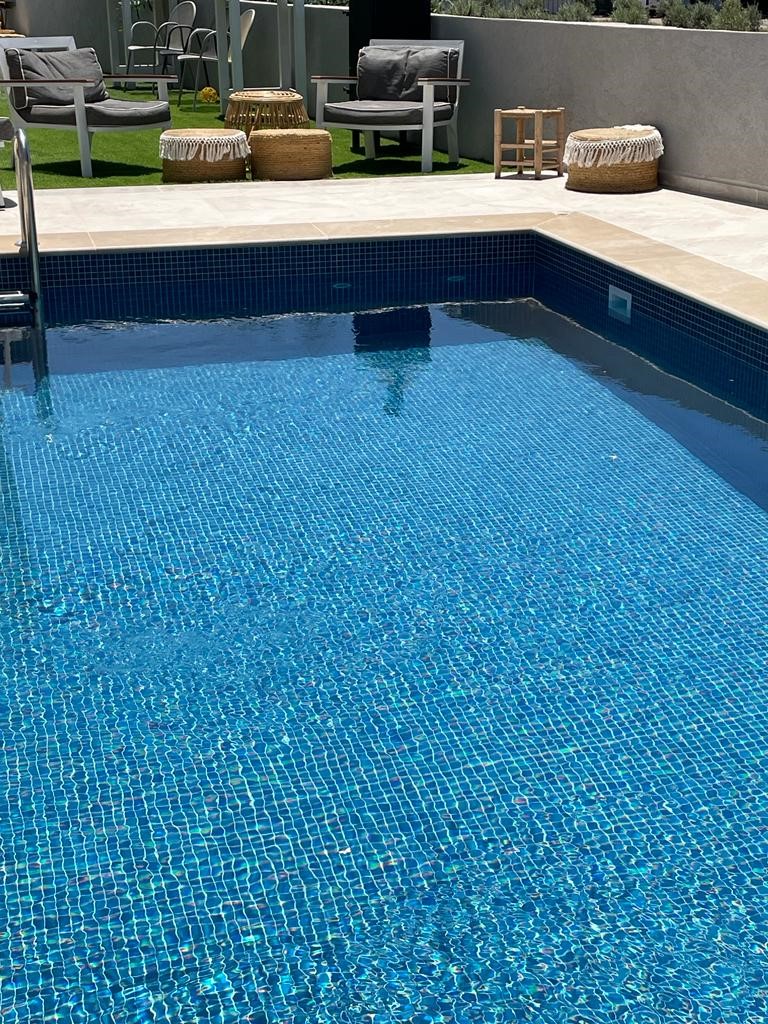 Royal Blue Spanish PVC Dot Mounted Glass Pool-Mosaic 7493