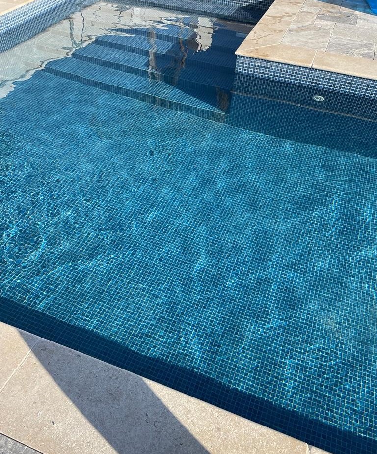 Royal Blue Spanish PVC Dot Mounted Glass Pool-Mosaic 7493