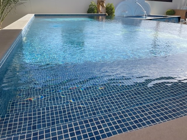 Royal Blue Spanish PVC Dot Mounted Glass Pool-Mosaic 7493