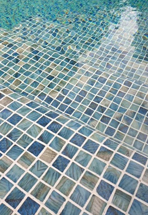 Esturion Blue Spanish PVC Dot Mounted Glass Pool-Mosaic 77620